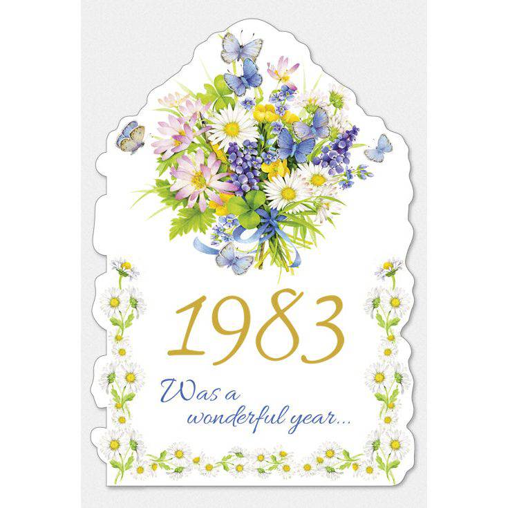 Pictura Year of Birth 1983 card featuring bold numbers and decorative design for celebrating the year of birth.