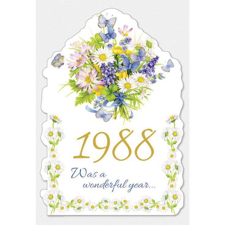Pictura Year of Birth 1988 card featuring stylish design and bold "1988" text, ideal for celebrating birth year milestones.