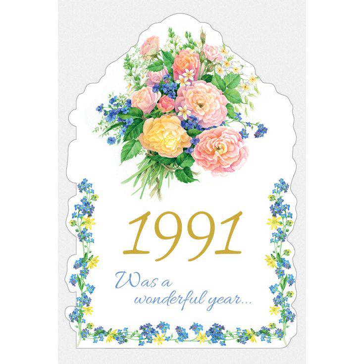 Pictura Year of Birth 1991 card featuring stylish design and clear year display, ideal for celebrating 1991 birthdays.