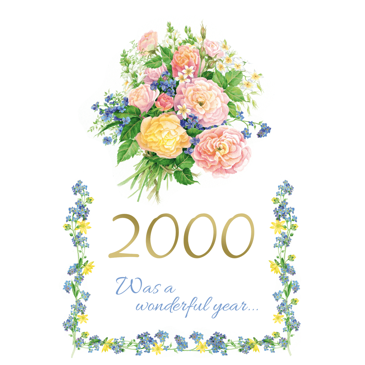 Pictura Year of Birth 2000 card with colorful design, featuring the year 2000 in bold for birthday celebration or milestone.