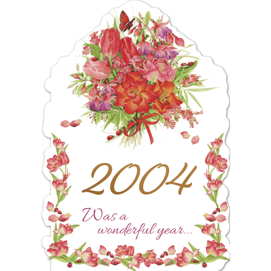 Pictura Year of Birth 2004 card featuring decorative design and bold "2004" text, perfect for personalized birthday celebrations.