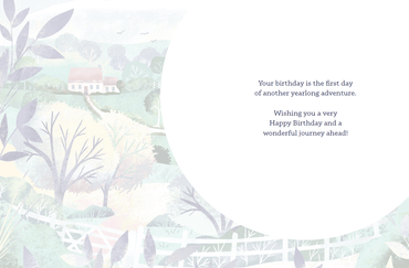 Winding Roads birthday card from Me To You by Pictura featuring a scenic road illustration with colorful, whimsical design.