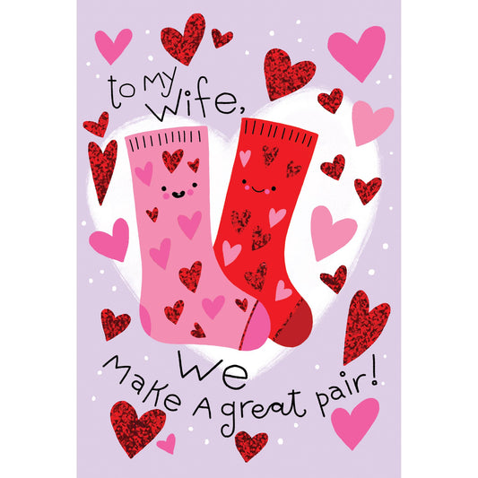 Pictura Valentine's Day card for wife featuring a great pair of socks design