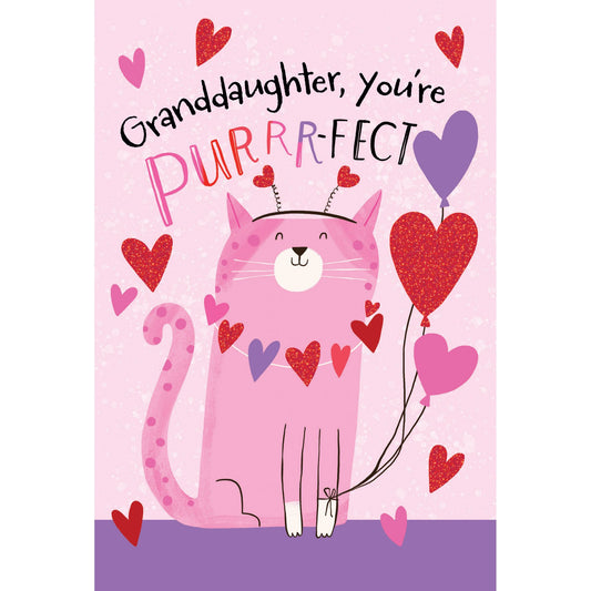 Pictura Purrr-fect Valentine's Day card for granddaughter with cute cat design