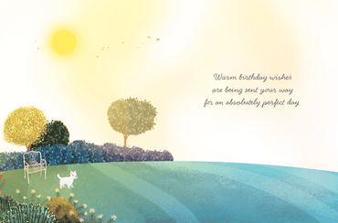Sunny Greenhouse birthday card by Pictura featuring vibrant floral illustrations and heartfelt "From Me To You" message.