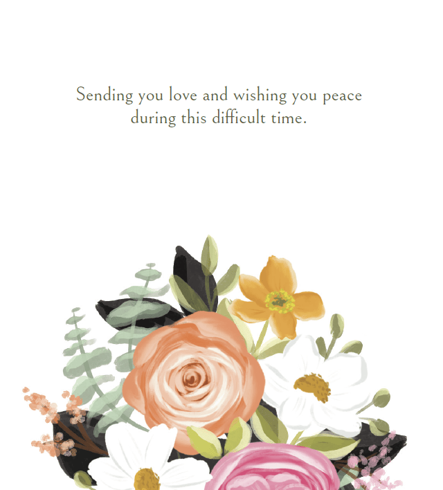 Pictura floral bunch sympathy card featuring colorful flowers and heartfelt message from Me To You.
