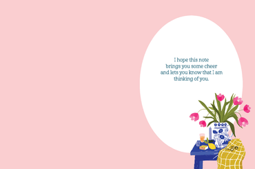 Pictura From Me To You Get Well greeting card with floral design, featuring handwritten message inside.