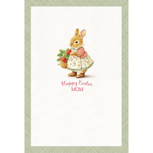 Pictura Strawberry Bunny Easter card for Mother with a cute bunny and strawberry design
