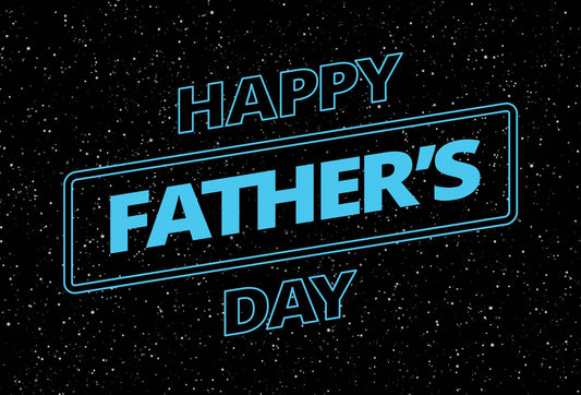 Galaxy-themed Father's Day card by Pictura featuring space design and heartfelt message for dad.