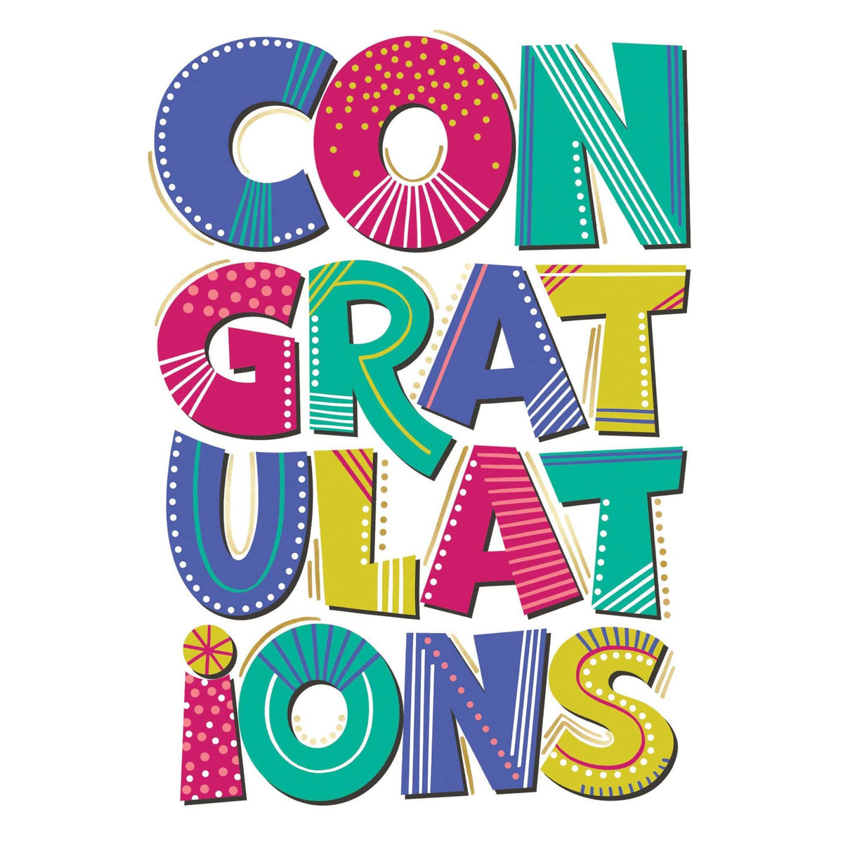 Pictura graduation card with "Congrats" text, featuring cheerful design for celebrating graduation achievements.