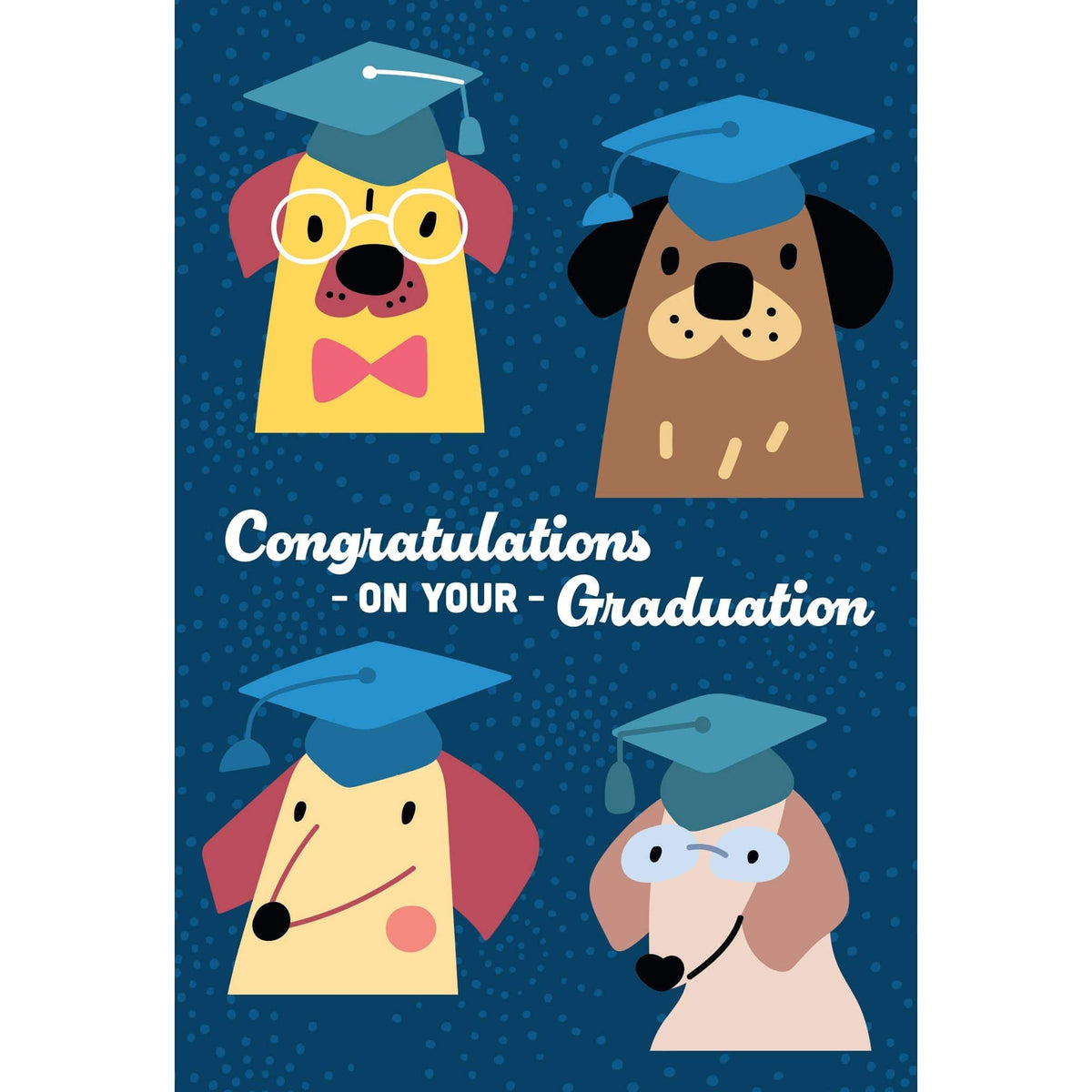 Pictura Grad Dog Graduation Card featuring a cute dog wearing a cap and gown for celebrating graduation.