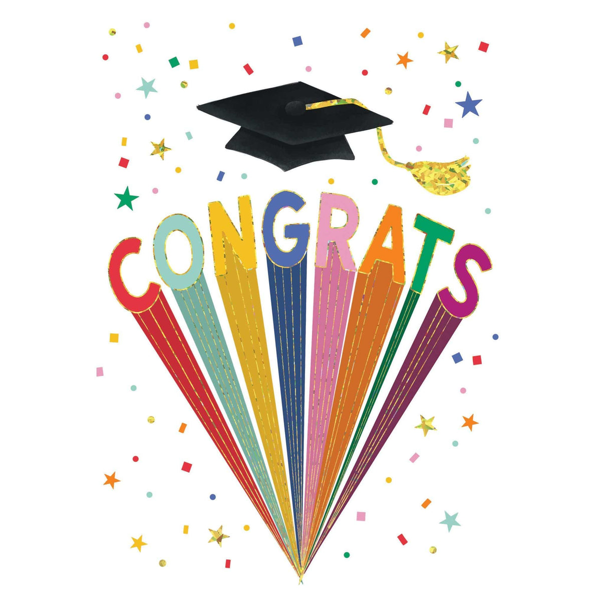 Pictura Congrats Burst graduation card featuring colorful design and celebratory message for graduates.