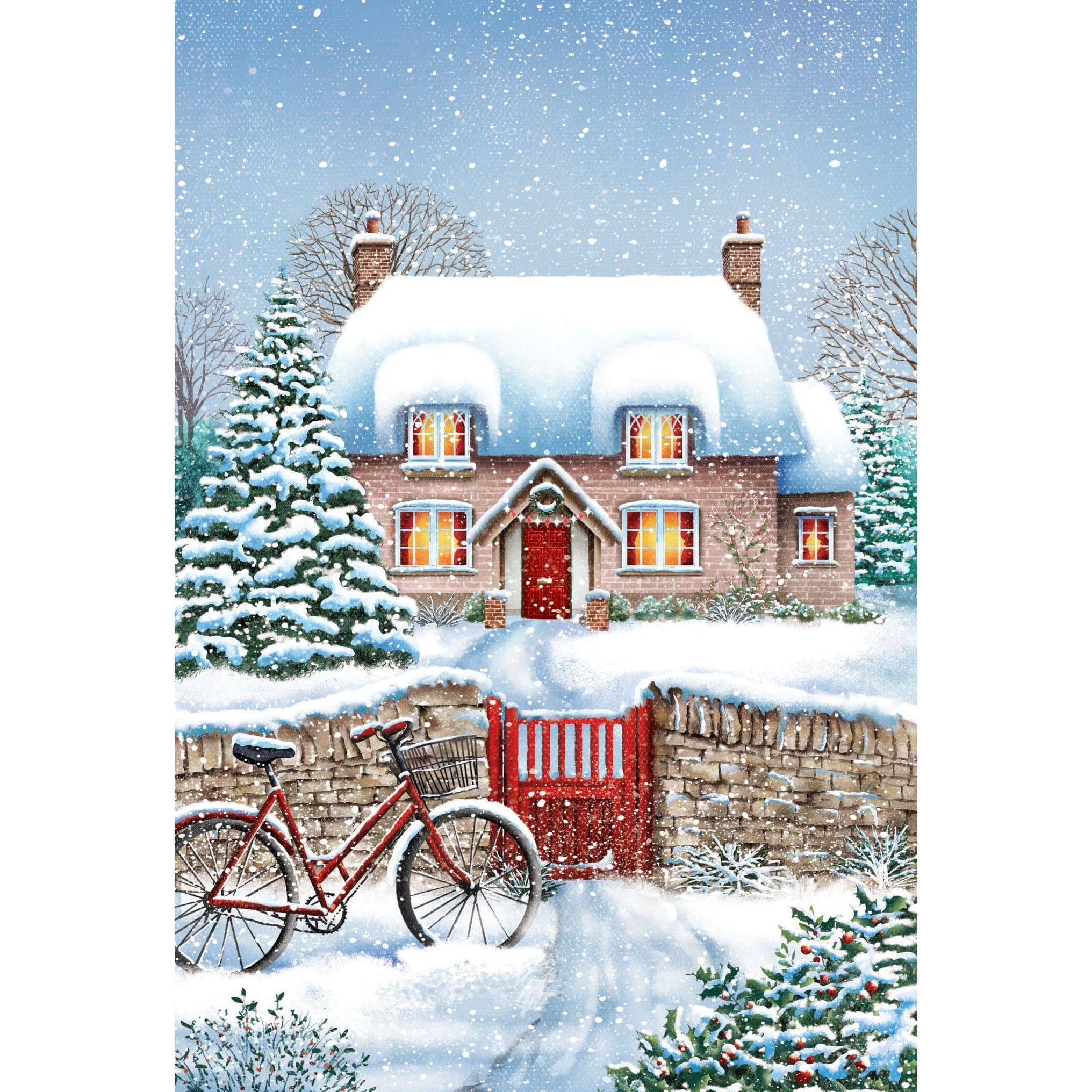 Pictura Winter Home Christmas Card featuring festive holiday design with snowflakes and a cozy winter scene.