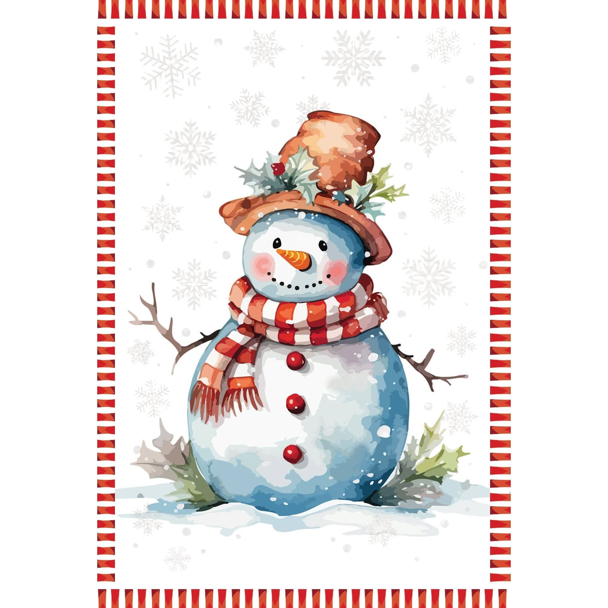 Pictura seasonal Top Hat Snowman Christmas card featuring a festive snowman wearing a top hat and holiday attire.