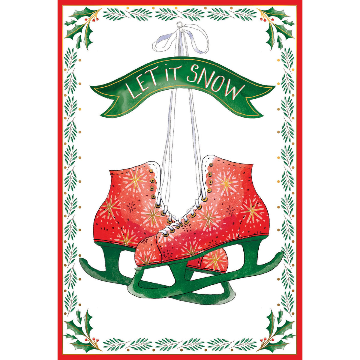 Let It Snow Skates Christmas Card