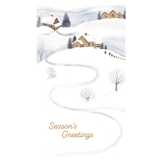 Seasonal house on a hill Christmas card money holder by Pictura with festive holiday design and decorative winter scene.