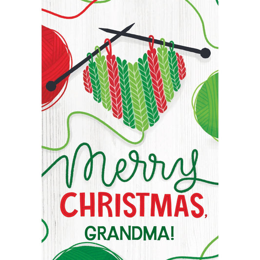 Crochet heart Christmas card by Pictura featuring festive holiday design, perfect for gifting to grandmothers during the season.