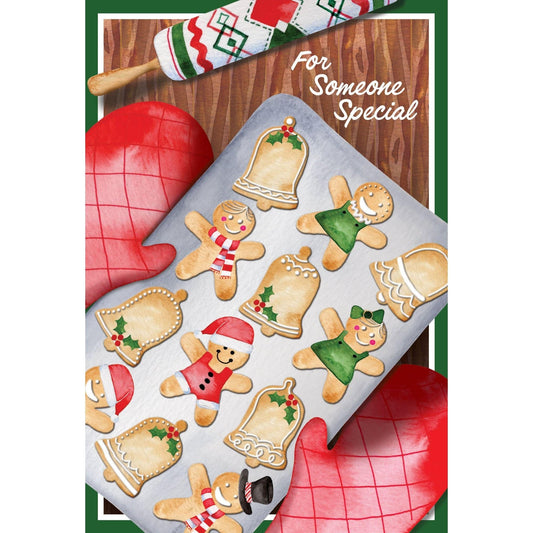 Pictura Gingerbread Tray Christmas Card featuring festive gingerbread cookies and holiday decorations on a seasonal card design
