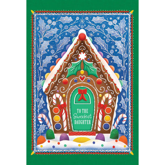 Pictura Gingerbread House Christmas Card featuring a festive gingerbread house design for daughters, perfect for holiday greetings.