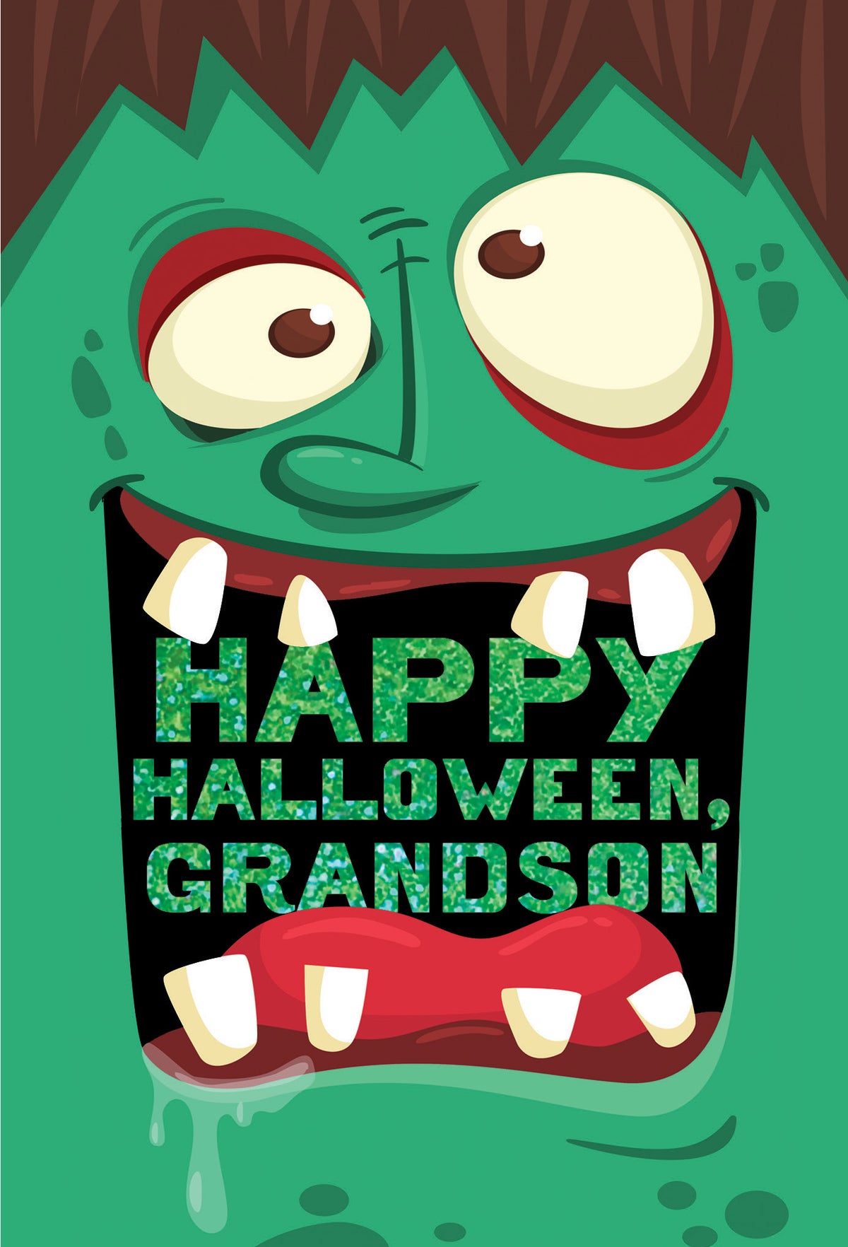 Frankenstein Face Halloween Card Grandson