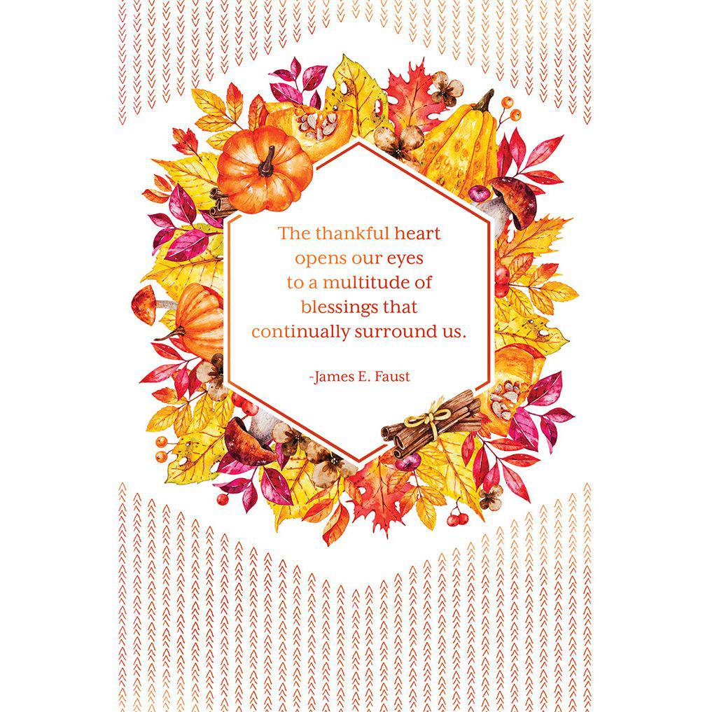 Pictura Thanksgiving frame counter card with autumn leaf design and festive message for holiday decoration.