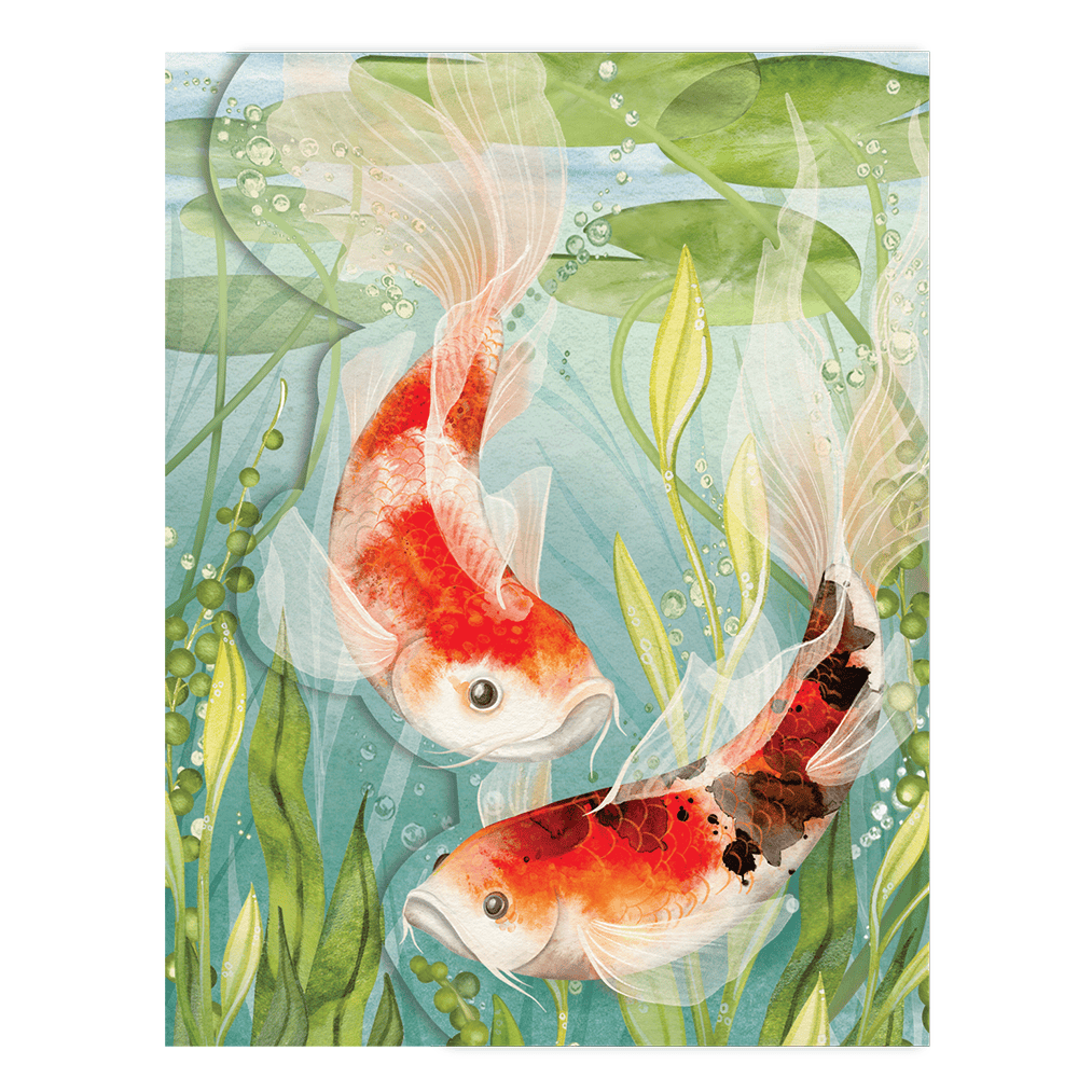 Purse pad featuring a colorful koi fish design by Pictura, soft fabric with vibrant aquatic illustration.