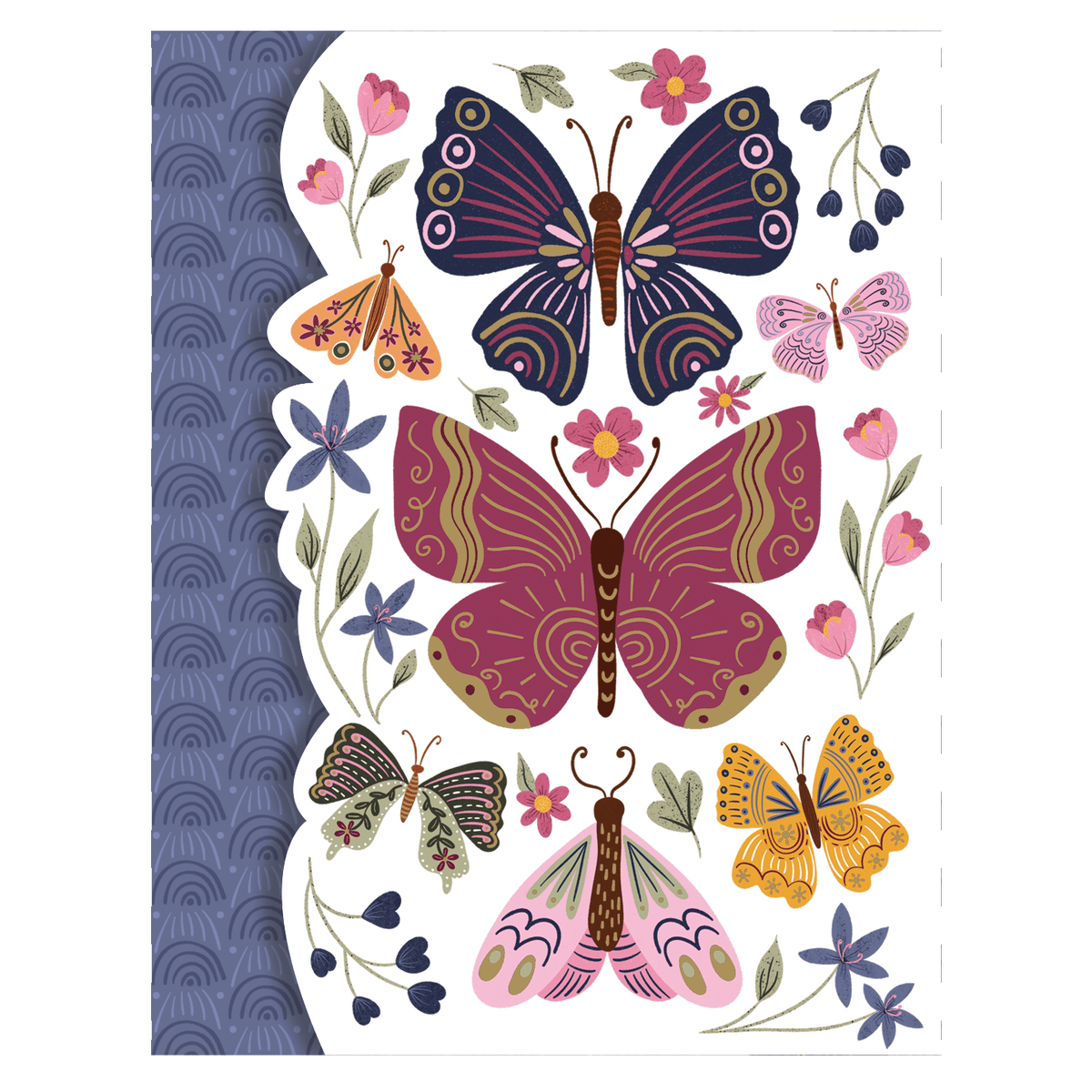 Pocket purse pads featuring a butterfly trio design by GH Printing, with colorful butterfly illustrations on a compact pad.