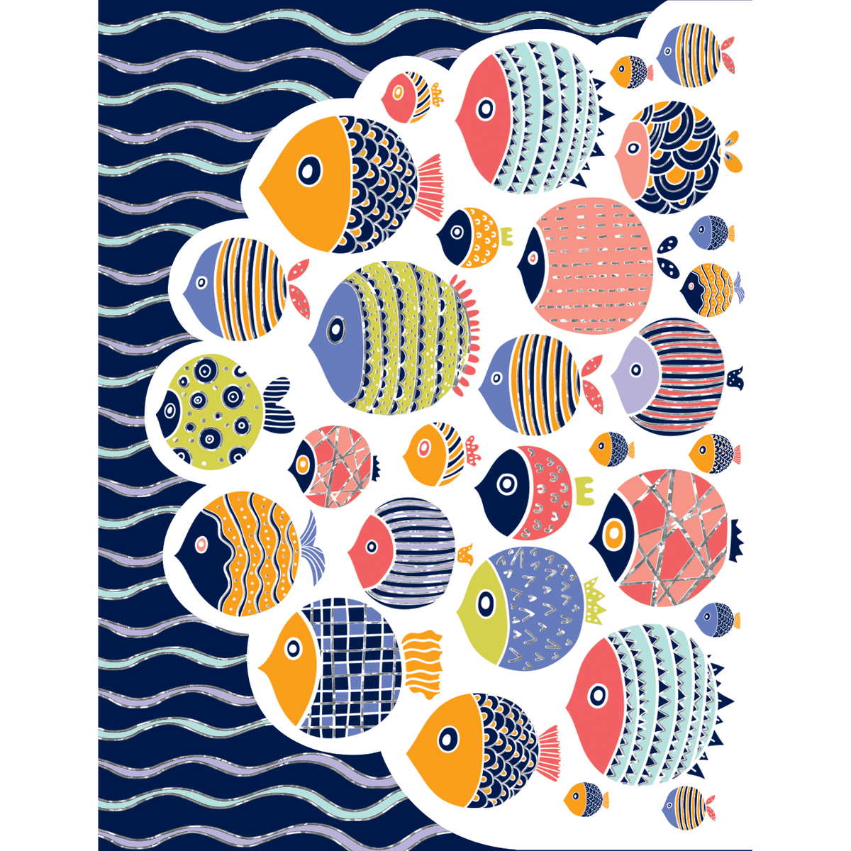 Pictura Fish Pocket Purse Pad with colorful fish design, soft fabric, and compact size for convenient purse organization.