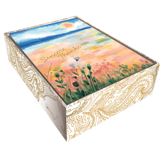 Set of Pictura Seascape Boxed Thank You Cards featuring ocean-inspired artwork and elegant design for special occasions.