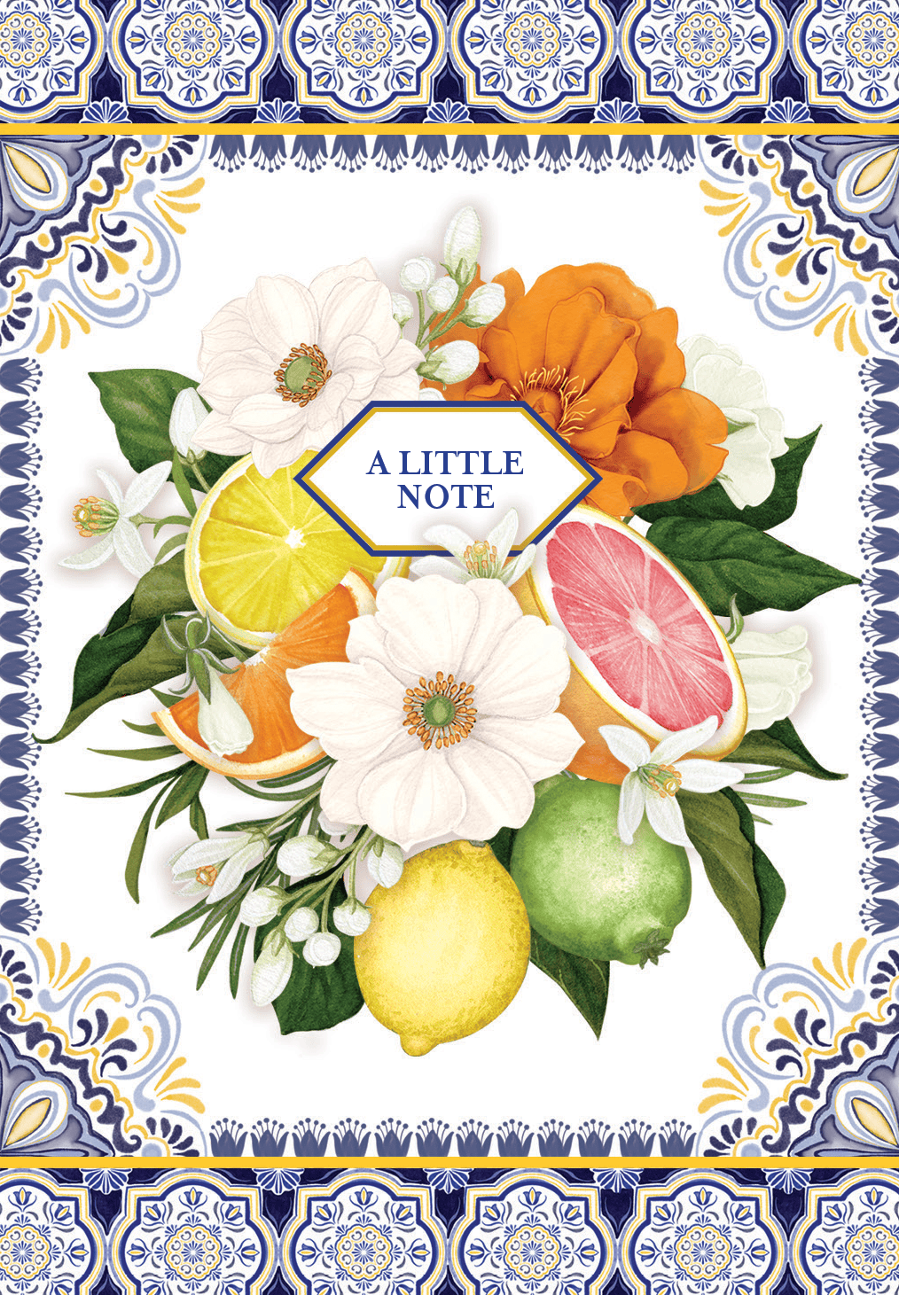 Pictura Citrus Boxed Notes blank cards with bright citrus fruit illustrations, perfect for personalized messages and note-taking.