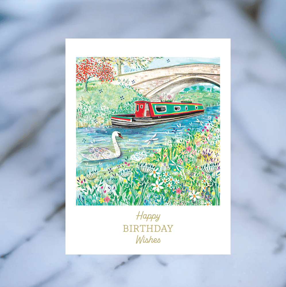 Pictura River Boat birthday card featuring a scenic illustration, perfect for sending heartfelt wishes from me to you.