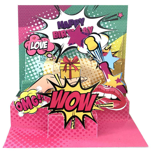 Happy Birthday Warhol large pop-up card by Pictura featuring colorful pop art design and intricate paper craftsmanship.
