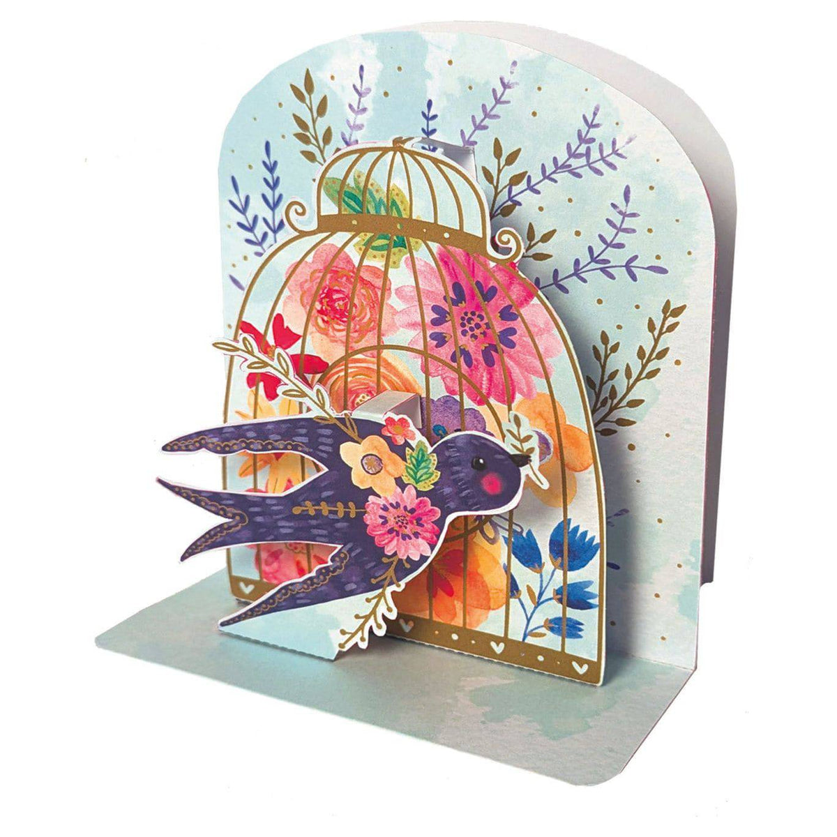 Pictura Swallow Small Pop Up Card featuring a detailed paper swallow design on white card stock.