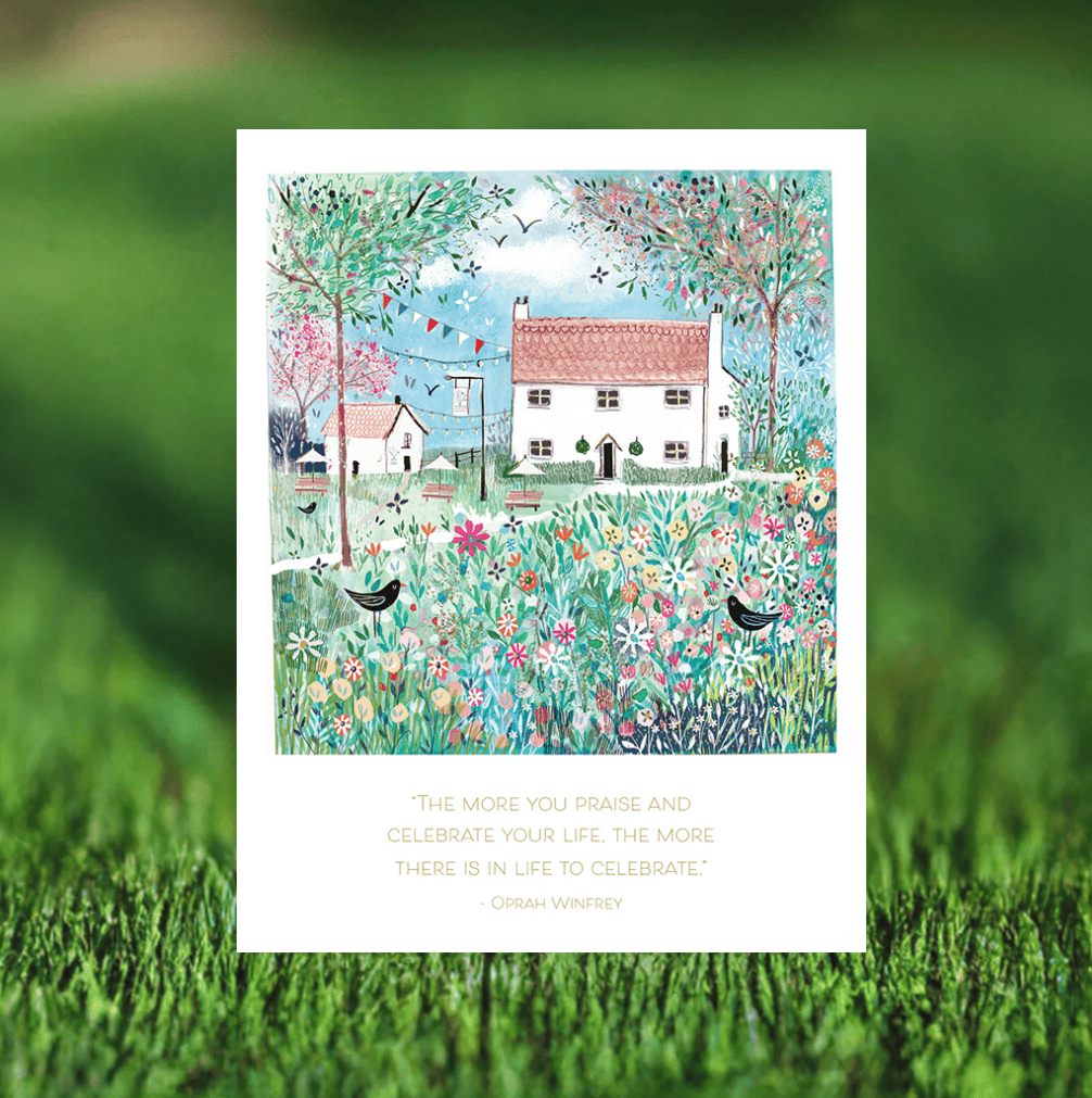 Pictura Village Home birthday card from me to you with colorful floral design and cheerful message on a white background.