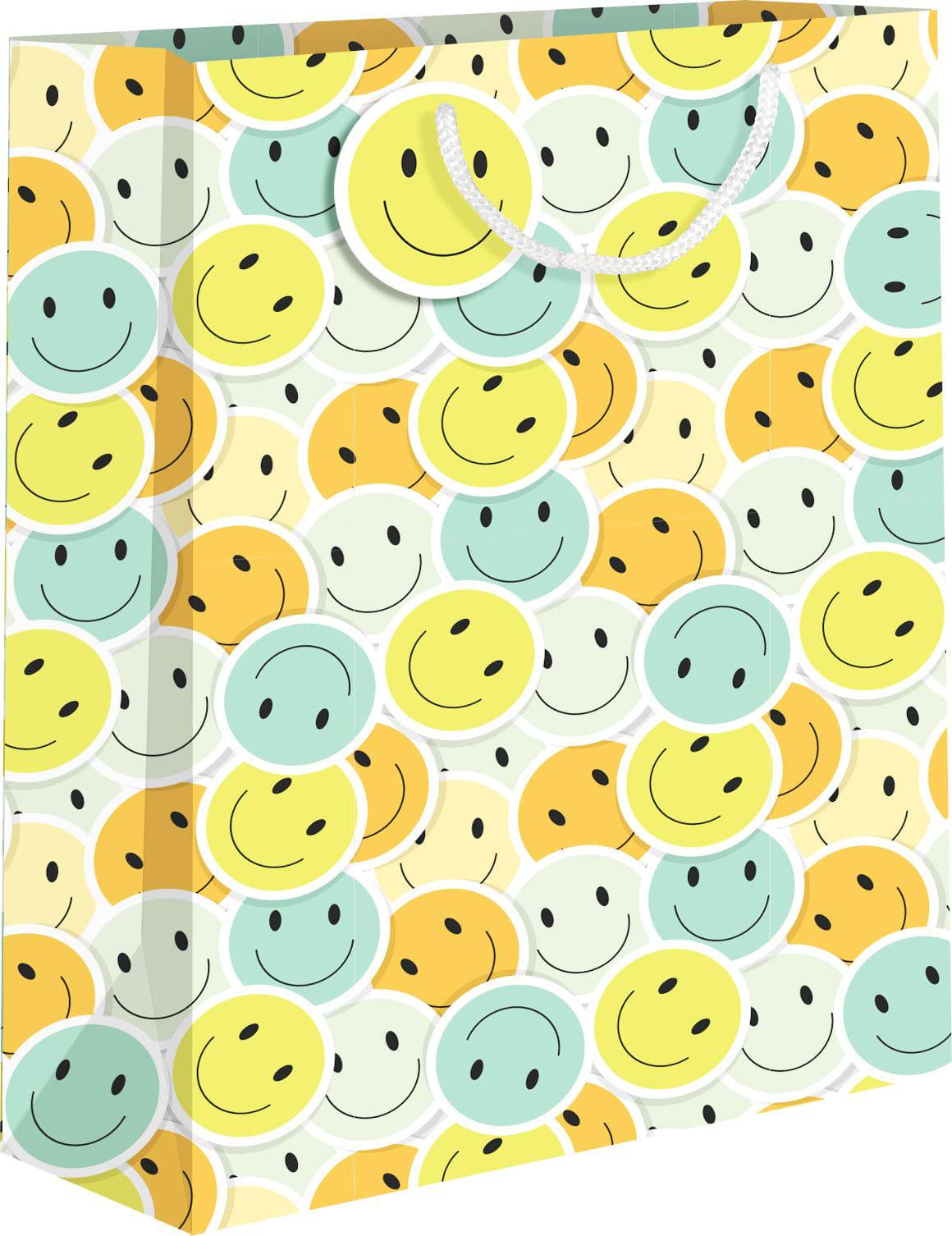 Pictura Smiley Med Gift Bag featuring cheerful yellow smiley face design on durable paper gift bag.
