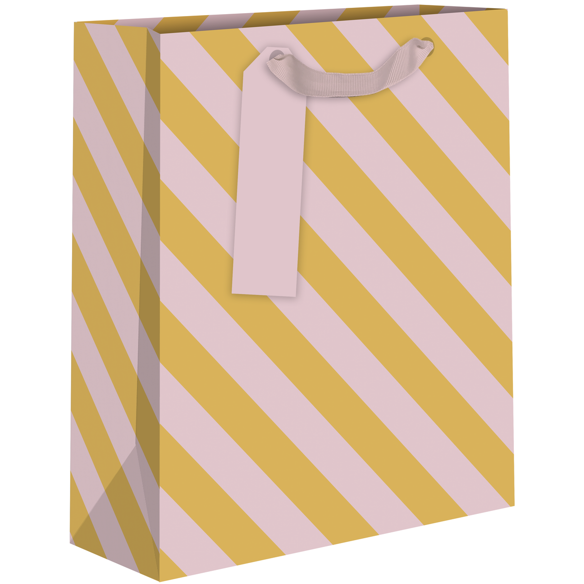 Pink striped medium gift bag from AB PICTURA with handles, perfect for gift wrapping and special occasions.