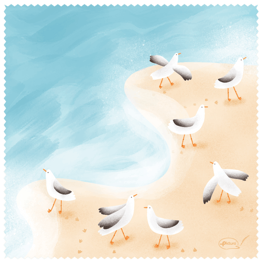 Pictura Seagulls Smart Cloth displays a soft, lightweight fabric with a seagull pattern, ideal for versatile smart cloth use.
