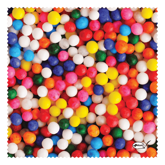 Pictura Gumballs Smart Cloth displaying vibrant, colorful gumball pattern on soft, flexible smart cloth for cleaning or protection.