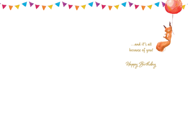 Colorful Animals on Balloons birthday card by Pictura featuring playful animal illustrations floating on balloons.