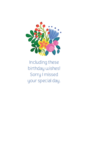 Pictura Flower Mailbox belated birthday card with colorful floral design for everyday greeting or special occasion.