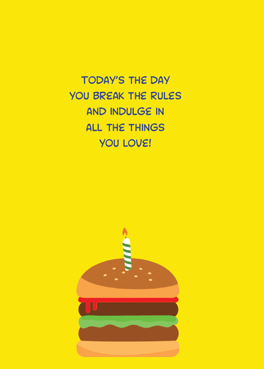 Pictura birthday card featuring a fun burger design with "Birthday" and "Father" messages, perfect for celebrating dad's special day