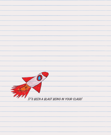 Pictura Rocket Ship Thank You Teacher Card featuring a colorful rocket ship design on a white background.