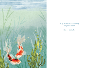 Koi fish birthday card from Pictura featuring vibrant koi fish illustrations on an everyday greeting card.