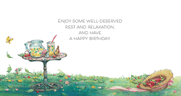 Pictura everyday birthday card featuring a relaxing hammock illustration by Lisi Martin, perfect for celebrating special occasions.