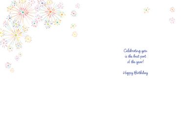 Pictura Sparkler Cake birthday card featuring colorful cake illustration with sparklers, perfect for celebrating special occasions.