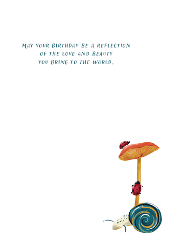 Pictura Mushroom Forest birthday card featuring colorful mushroom illustrations and whimsical woodland scene.