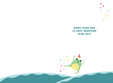 Colorful Pictura Hoppy Birthday Frog card featuring a cute frog illustration on a cheerful greeting card for birthdays.