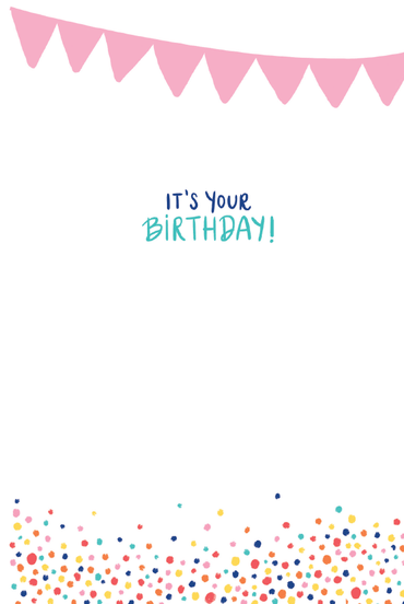 Pictura Sprinkle Cake Stand birthday card featuring a colorful cake and festive decorations, suitable for celebration greetings.