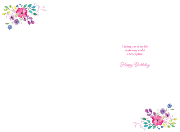 Colorful Rainbow Flowers birthday card for sister from Pictura, featuring vibrant floral design and cheerful greeting on the front.