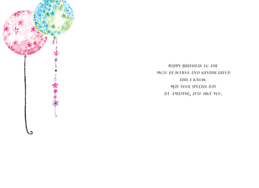 Dalmatian Balloons birthday card for granddaughter by Pictura, featuring colorful balloon illustrations and playful dog design.